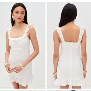 Reformation Nora Knit Dress NWT Eyelet Mini Dress in White Small